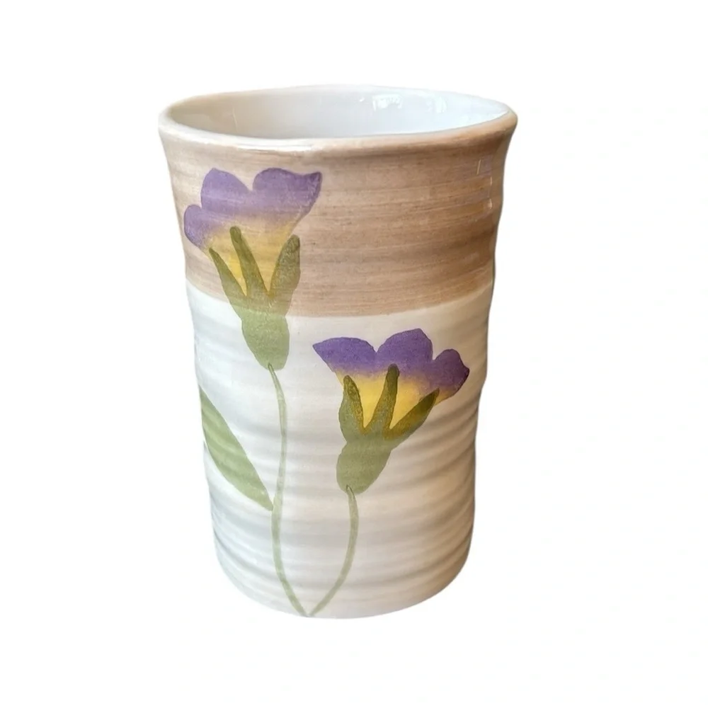 Croscill Floral Tulip Bud Bathroom Cup and Soap‎ Dish Ceramic Set